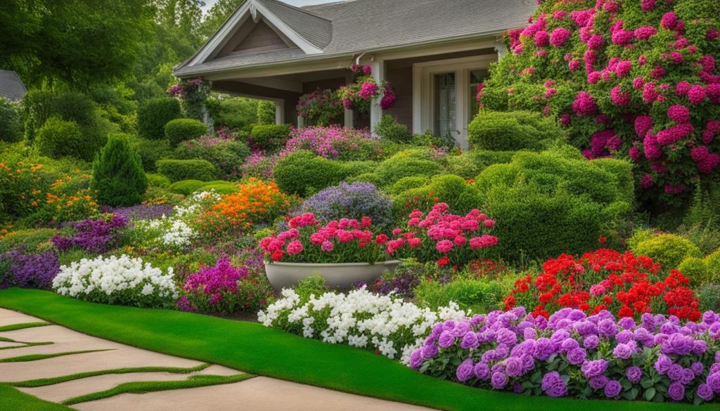 Plants and flowers in a front yard