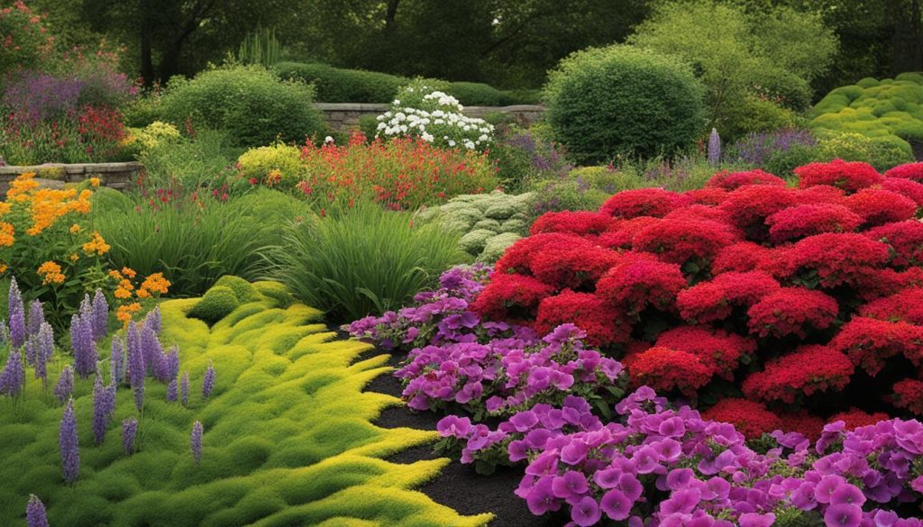 Colorful foliage plants in a garden