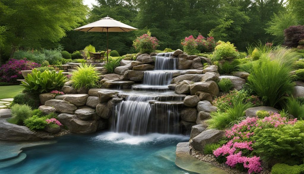 poolside waterfall